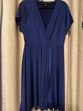 Torrid Classic Navy Wrap Dress - Women's Elegant V-Neck - Size 1